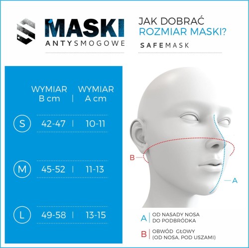 Maska antysmogowa Sport Earloop black Safemask-223715
