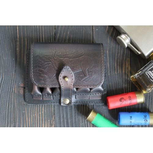 Ładownica myśliwska na amunicję kulową i śrut skórzana retro-223794