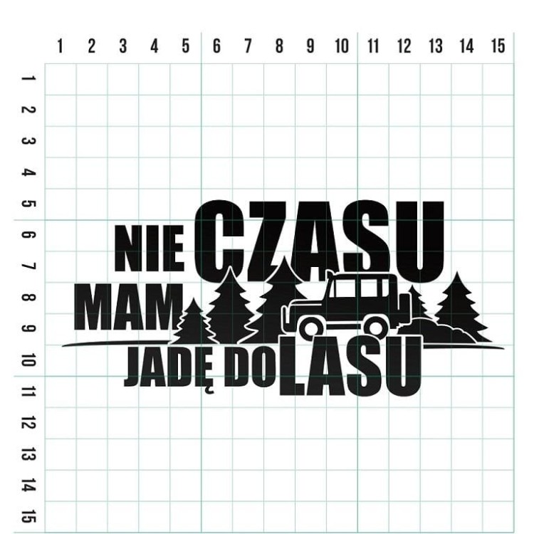 Odblaskowa czarna naklejka NIE MAM CZASU JADĘ DO LASU-227373