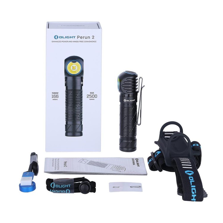 Latarka czołowa i kątowa Olight Perun 2 Cool White Kit z opaską - 2500 lm-229056
