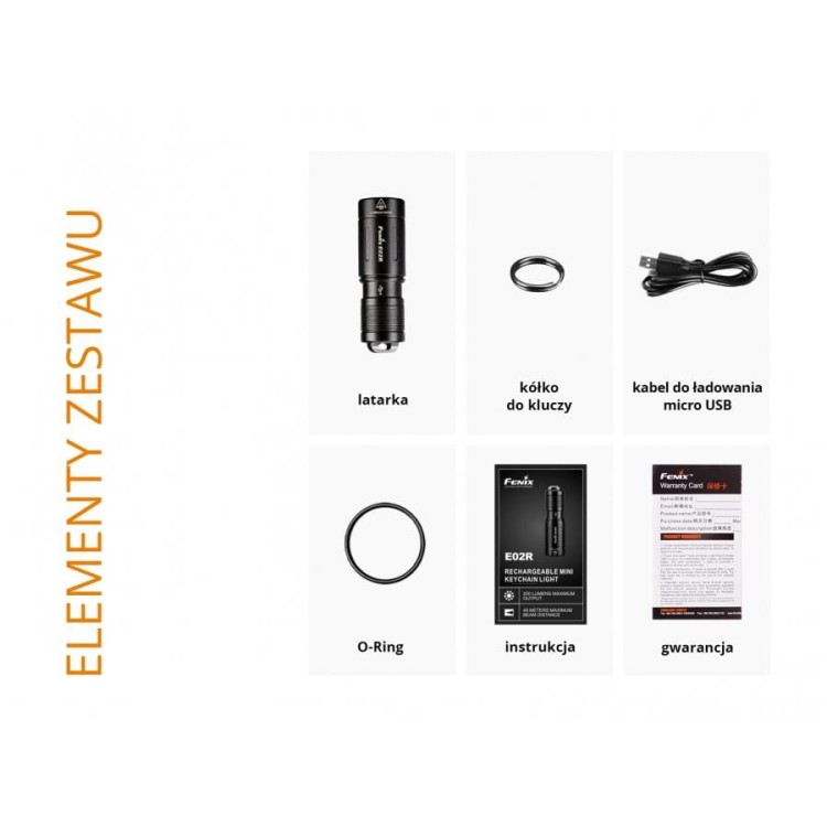 Latarka diodowa Fenix E02R czarna 200lm kieszonkowa-229081