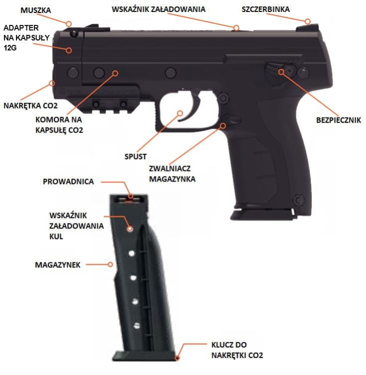 Pistolet Byrna SD XL Zestaw kal.68 czarny kaps. CO2 12g kule gumowe-230699