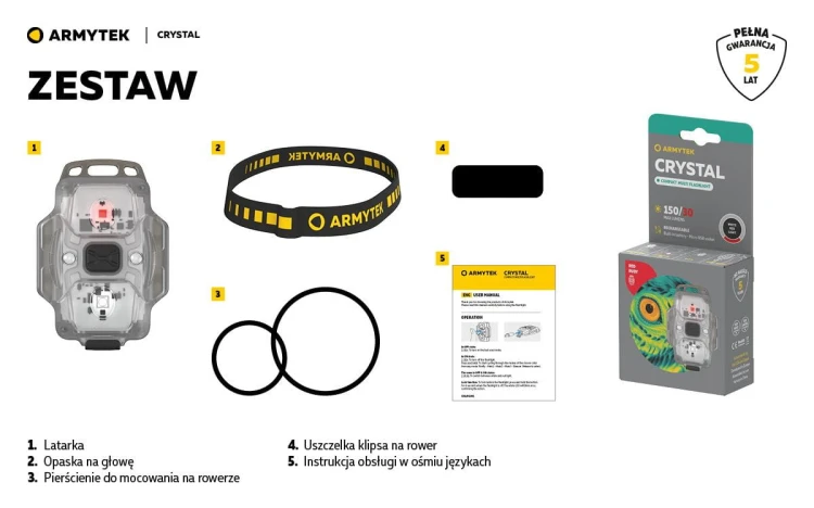 Latarka Armytek Crystal 150 lm USB Grey wielofunkcyjna, czołowa-230720