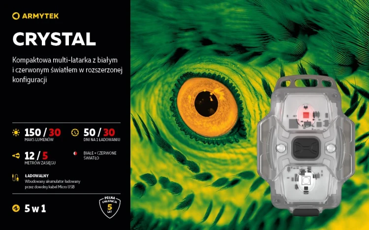 Latarka Armytek Crystal 150 lm USB Grey wielofunkcyjna, czołowa-230721
