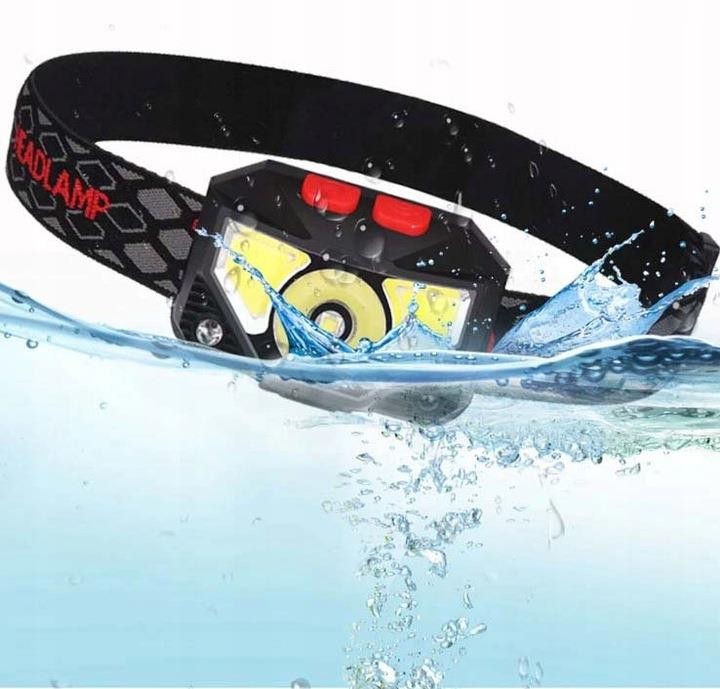 Latarka czołowa ładowalna, sensor ruchu, czerwony LED USB-230830