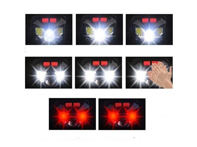 Latarka czołowa ładowalna, sensor ruchu, czerwony LED USB-230831