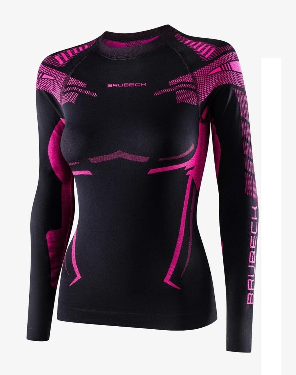 Bluza termiczna Brubeck DRY damska LS1569W czarna/fuksja-231056