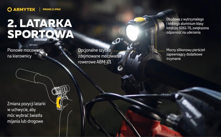 Latarka ArmyTek Prime C1 PRO White Magnet USB 1000lm-232873