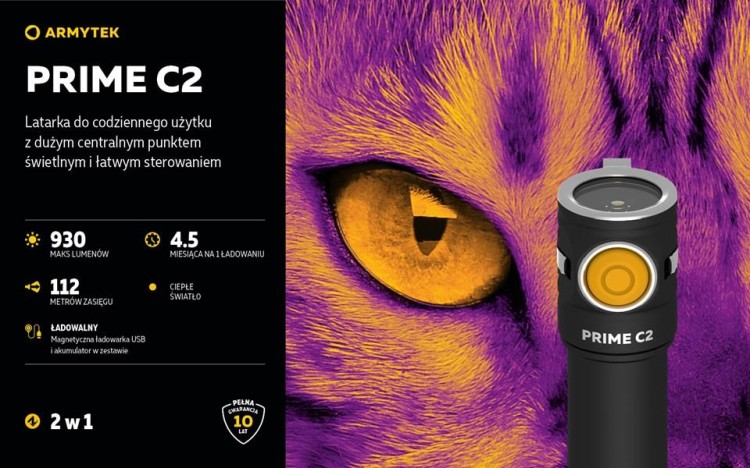 Latarka ArmyTek Prime C2 PRO warm Magnet USB 930lm-232884