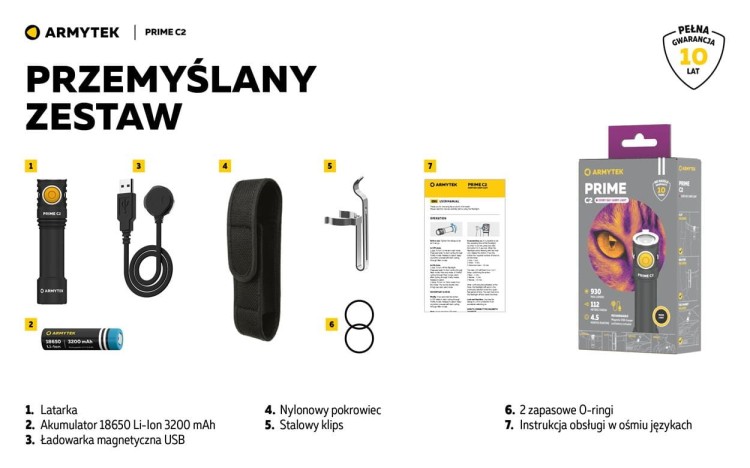 Latarka ArmyTek Prime C2 PRO warm Magnet USB 930lm-232886