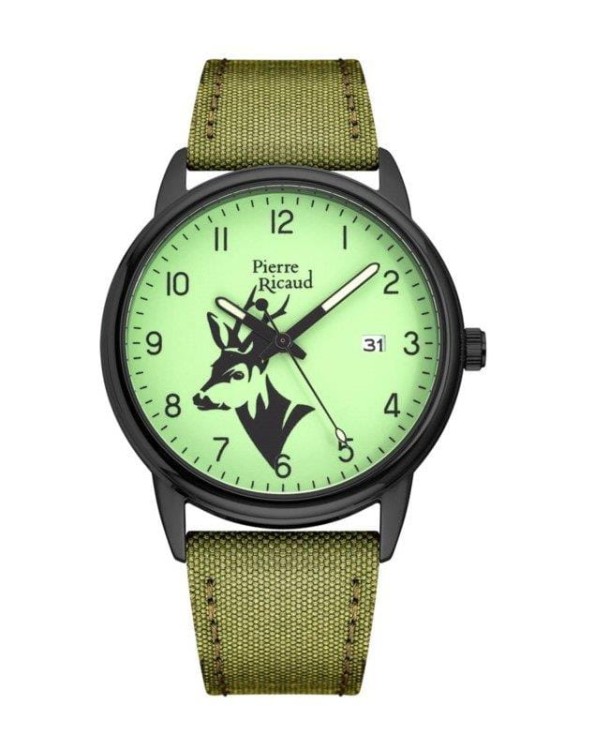 Zegarek myśliwski Pierre Ricaud koziołek z datą fluo-232918