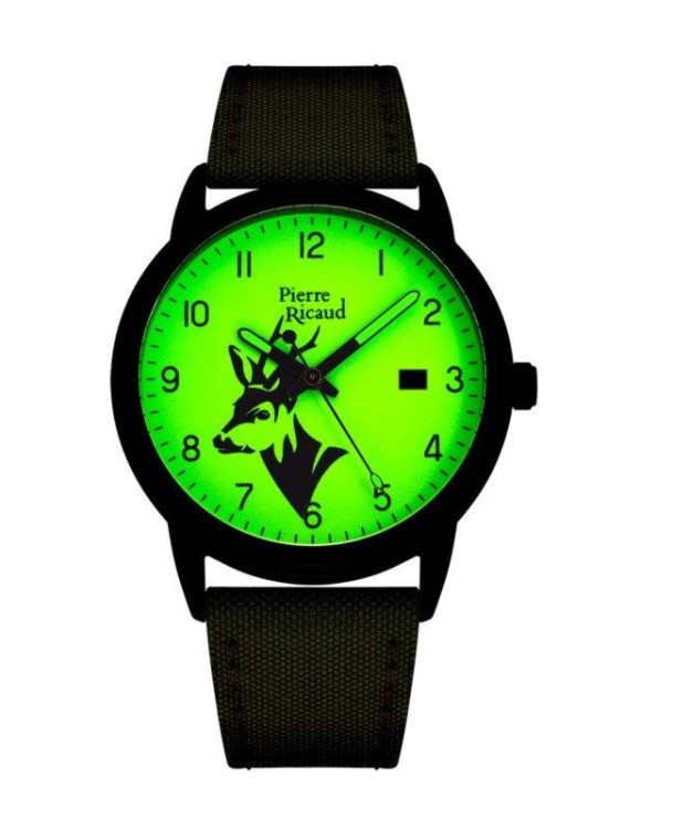 Zegarek myśliwski Pierre Ricaud koziołek z datą fluo-232915