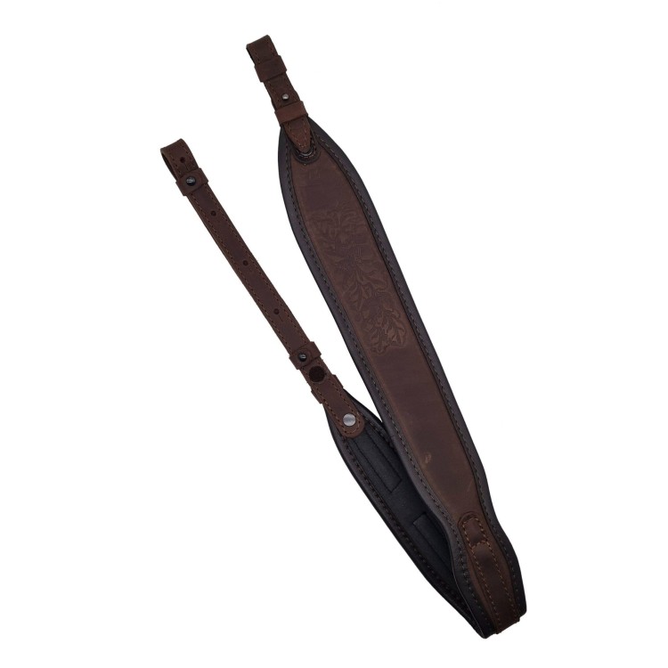 Skórzany pas nośny do broni z motyw myśliwski z uchwytem, brązowy-233765
