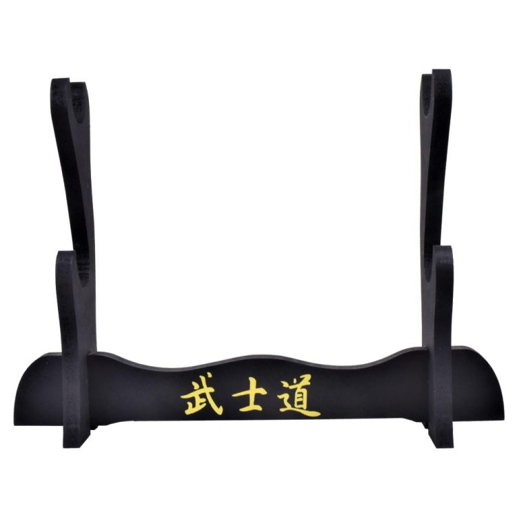 Stojak na katanę dwa miecze samurajskie, dwie katany, złoty napis Bushido-234011