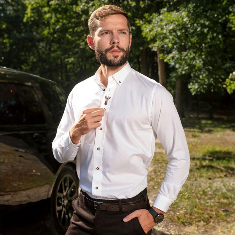 Koszula myśliwska męska bawełniana Tagart Koziołek biała łowiecka-234246