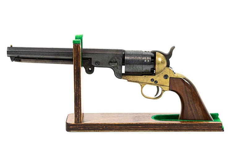 Stojak ekspozytor na broń krótką - rewolwer czarnoprochowy, pistolet, wiatrówkę, brązowy No.5-235501
