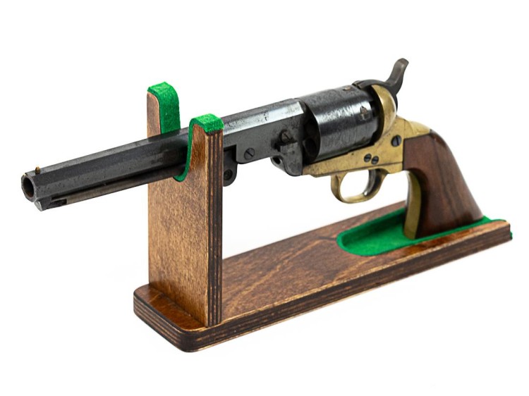 Stojak ekspozytor na broń krótką - rewolwer czarnoprochowy, pistolet, wiatrówkę, brązowy No.5-235502