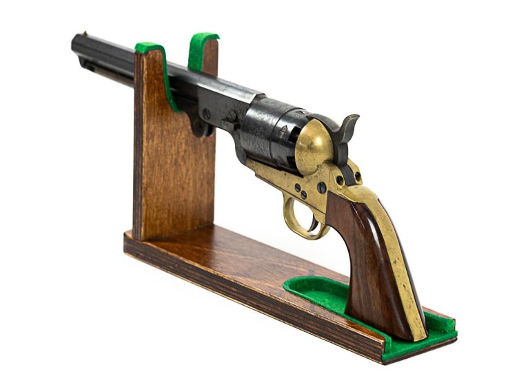 Stojak ekspozytor na broń krótką - rewolwer czarnoprochowy, pistolet, wiatrówkę, brązowy No.5-235503