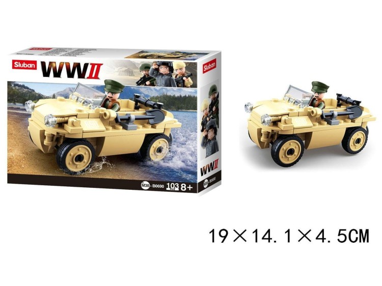 Klocki Sluban M38-B0690 Jepp amfibia 103 el. Wojsko Armia-235987
