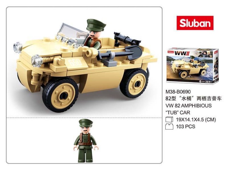 Klocki Sluban M38-B0690 Jepp amfibia 103 el. Wojsko Armia-235993