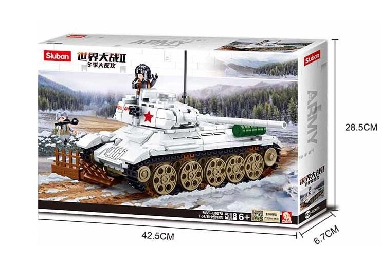 Klocki Sluban M38-B0978 Czołg radziecki T34-85 "Rudy" 518 el. Wojsko Armia-236002