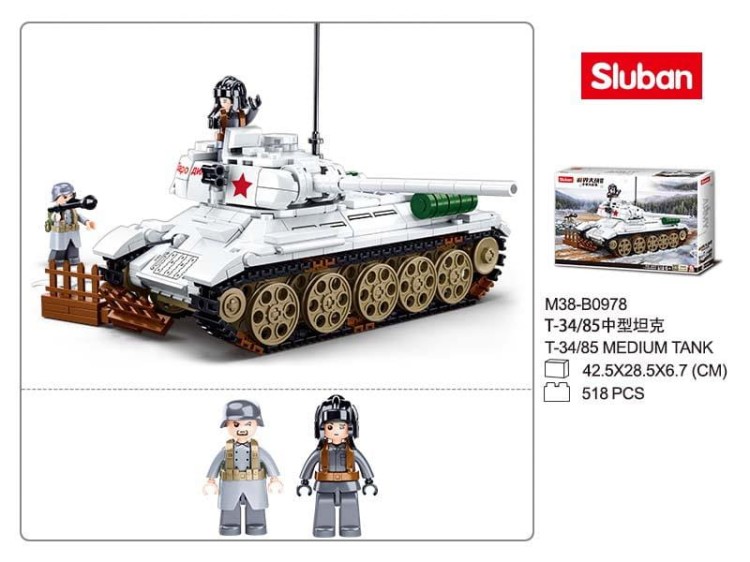 Klocki Sluban M38-B0978 Czołg radziecki T34-85 "Rudy" 518 el. Wojsko Armia-236005
