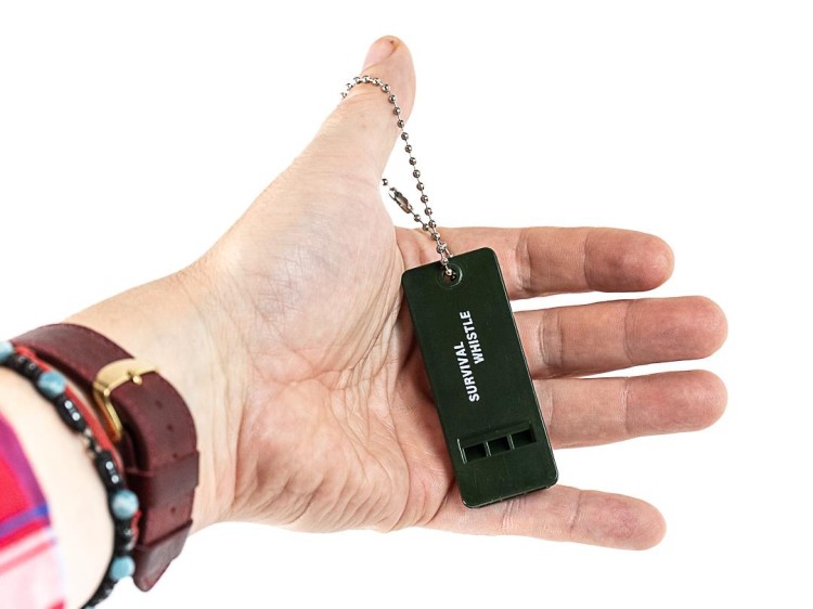 Gwizdek survivalowy - ratunkowy trzytonowy, brelok na łańcuszku-236154