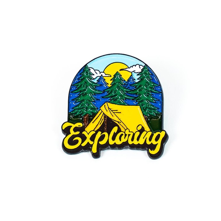Pin Przypinka EXPLORING namiot - gadżet dla survivalowca, miłośnika natury-236163
