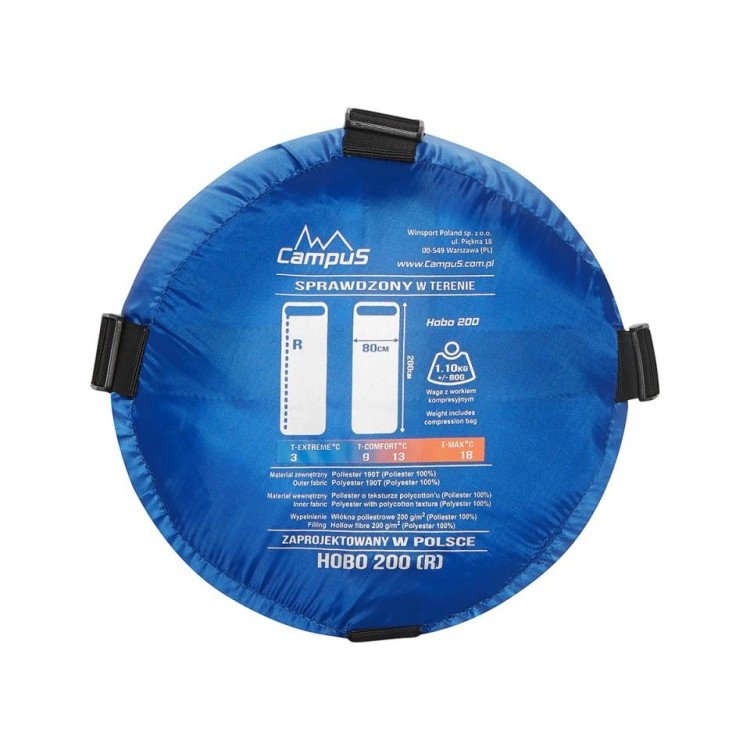 Śpiwór Campus koperta HOBO 200 granatowy prawy zamek-236524