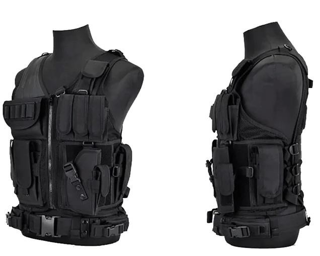 Kamizelka taktyczna Foxter czarna wojskowa z pasem-236692