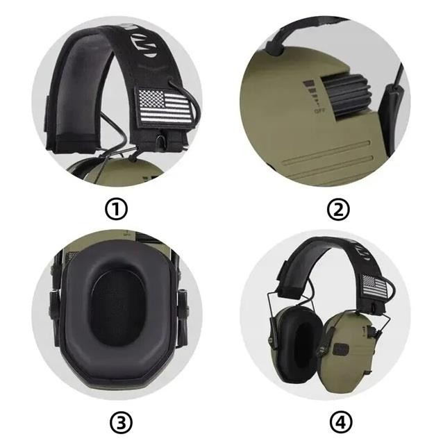 Słuchawki aktywne strzeleckie taktyczne czarne, nauszniki ochronniki słuchu przeciwszumowe-236704