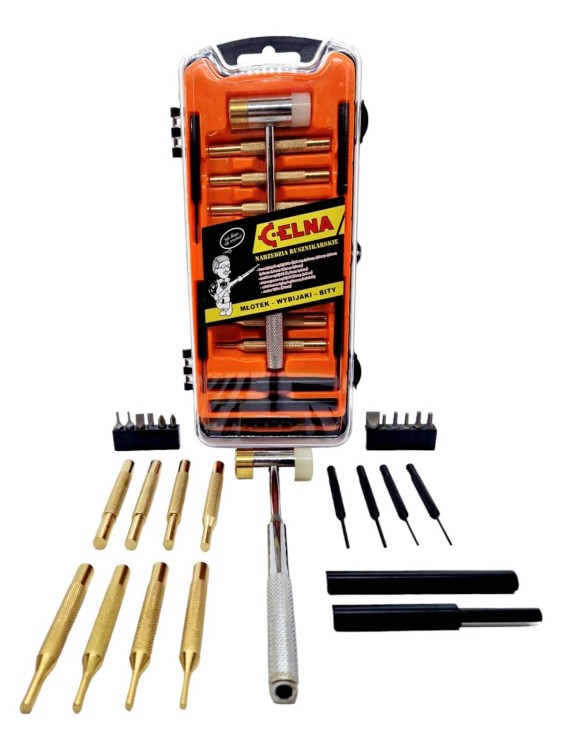 Komplet narzędzi rusznikarskich do rozbierania broni młotek + wbijaki + bity CELNA-236812