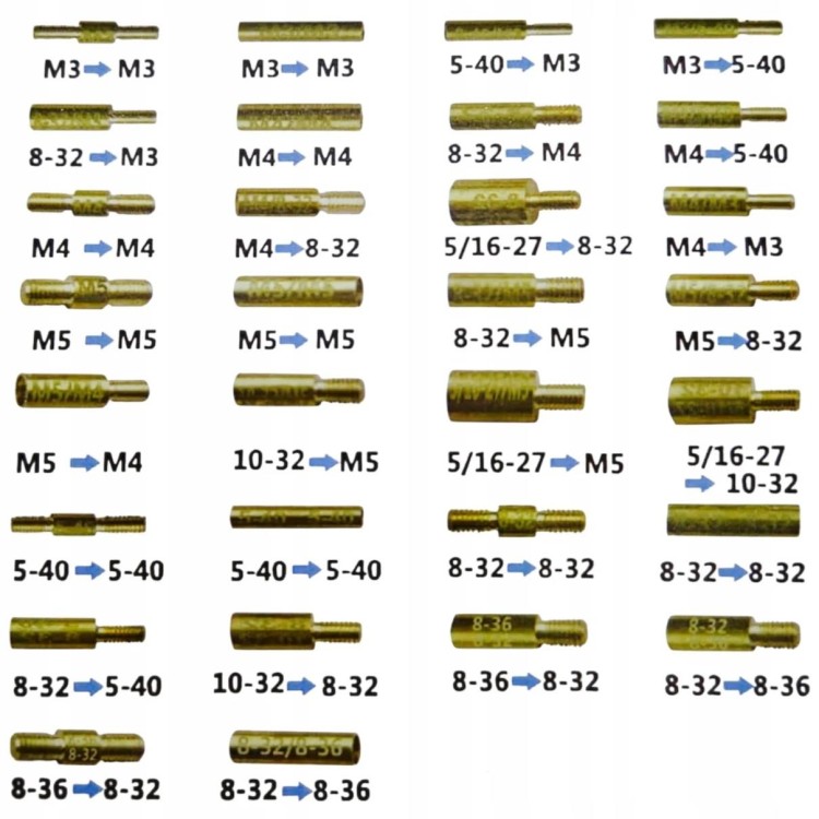 Zestaw 30 szt. mosiężnych adapterów / przejściówek do wyciorów - CELNA-236832