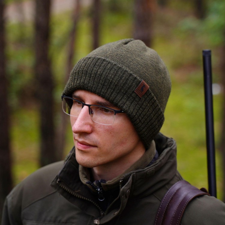Czapka myśliwska Agbo Hogan wełna Merino - khaki, oliwkowa-237242