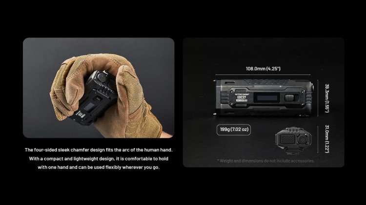 Wielofunkcyjna latarka 8000 lm z wyświetlaczem Nitecore EDC37 USB-C-237294