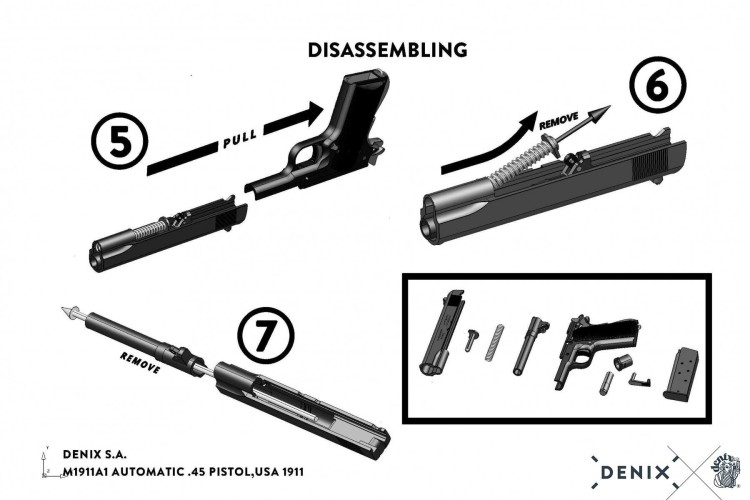 Pistolet rozbieralny M1911A1 USA 1911 Denix replik-238054