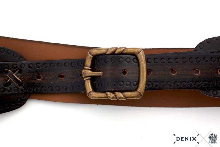 Kowbojski pas skórzany z nabojami i kaburą brązowy-238126