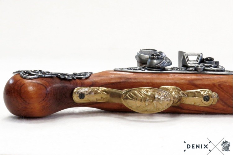 Niemiecki Pistolet skałkowy z XVII w. stare złoto -238246