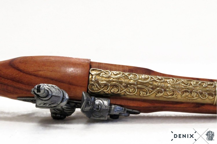 Niemiecki Pistolet skałkowy z XVII w. stare złoto -238247