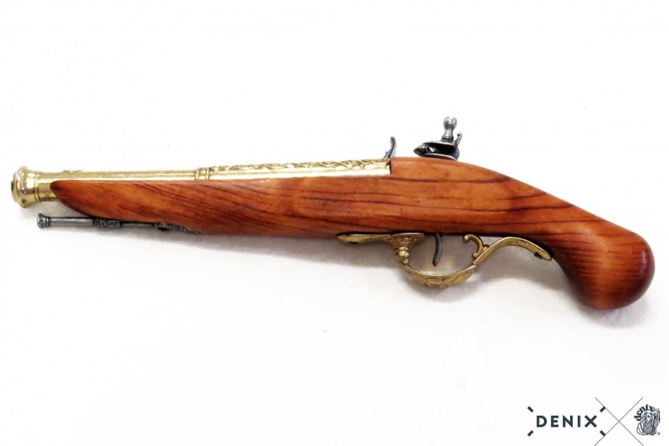 Niemiecki Pistolet skałkowy z XVII w. stare złoto -238250