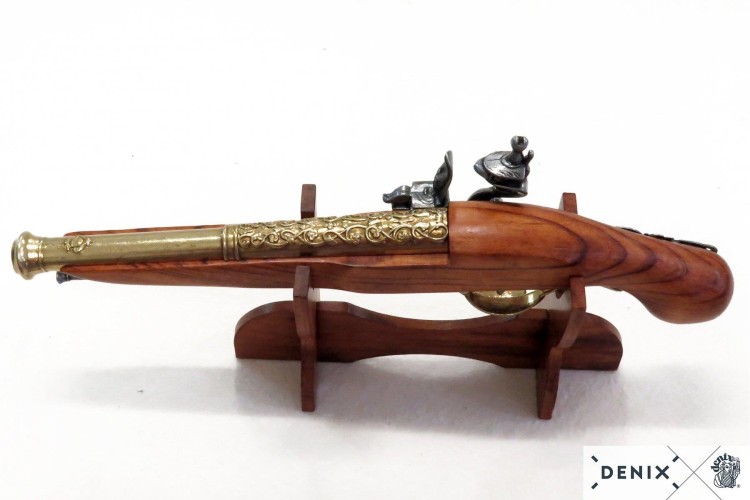 Niemiecki Pistolet skałkowy z XVII w. stare złoto -238251