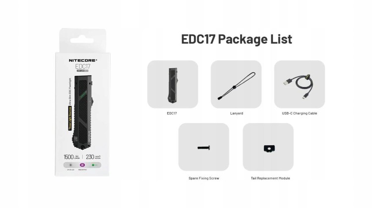 Latarka Nitecore EDC17 1500 lm, ultrafiolet, zielo-238344