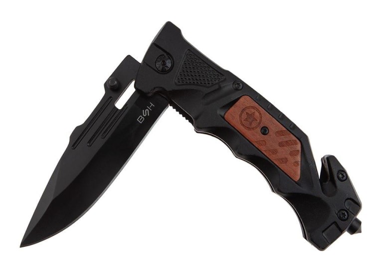 Nóż Ratowniczy sprężynowy BSH Adventure stal nierd-238459