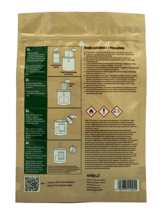 Jednorazowy, aktywowany wodą podgrzewacz chemiczny-238506