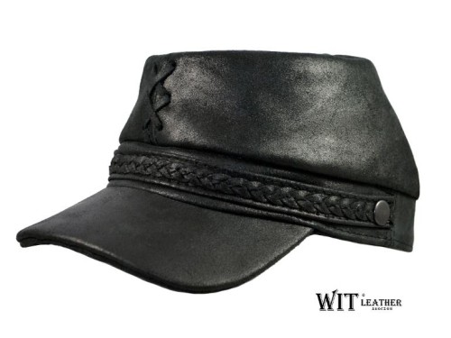Czapka Konfederatka 2/4 krek czarna skóra bydlęca -238812