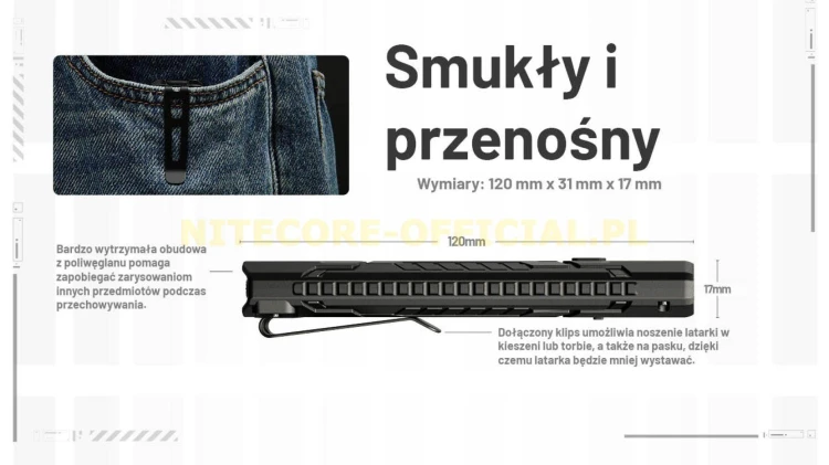 Ultrasmukła latarka ręczna Nitecore EDC07 MCT USB--238864