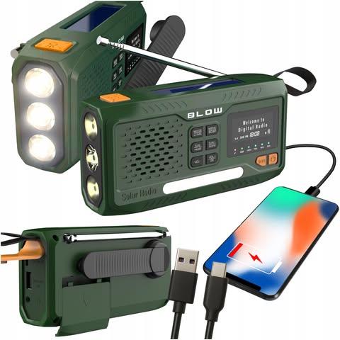Radio survivalowe na korbkę, solarne, LCD RA19-238377