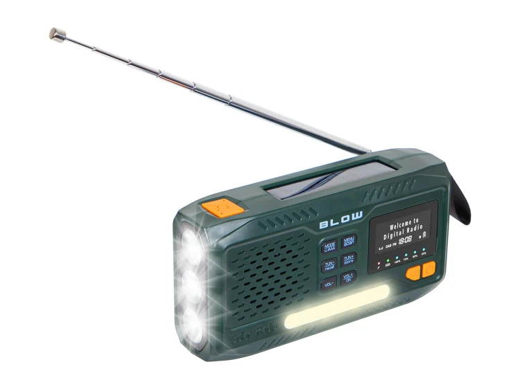 Radio survivalowe na korbkę, solarne, LCD RA19-238370