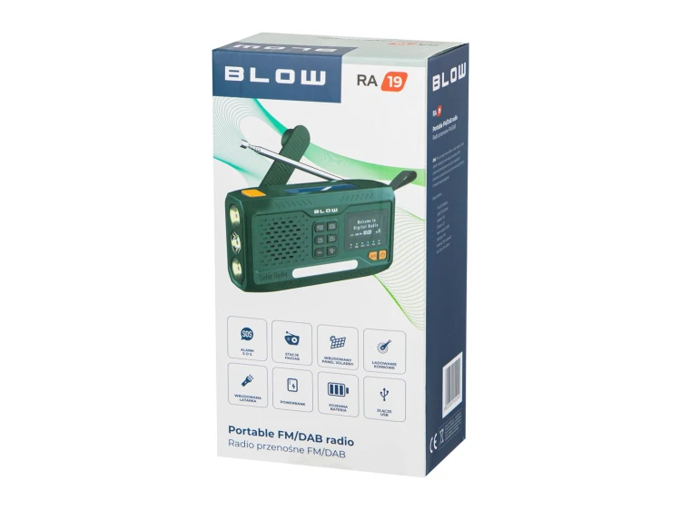 Radio survivalowe na korbkę, solarne, LCD RA19-238374