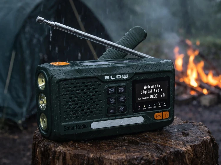 Radio survivalowe na korbkę, solarne, LCD RA19-238376